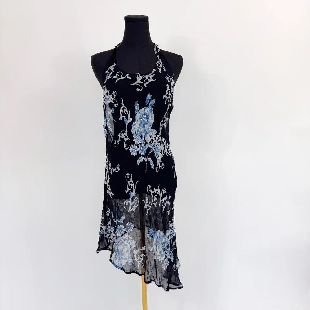 90S STYLE VINTAGE FABRIC DRAPE DRESS SIZE SMALL (NO BRAND)